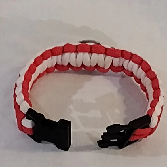 Red and White Paracord Bracelet with Logo - Picture 5 of 7